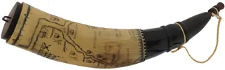 Powder Horn,
13-1/4", scrimshaw New York map horn